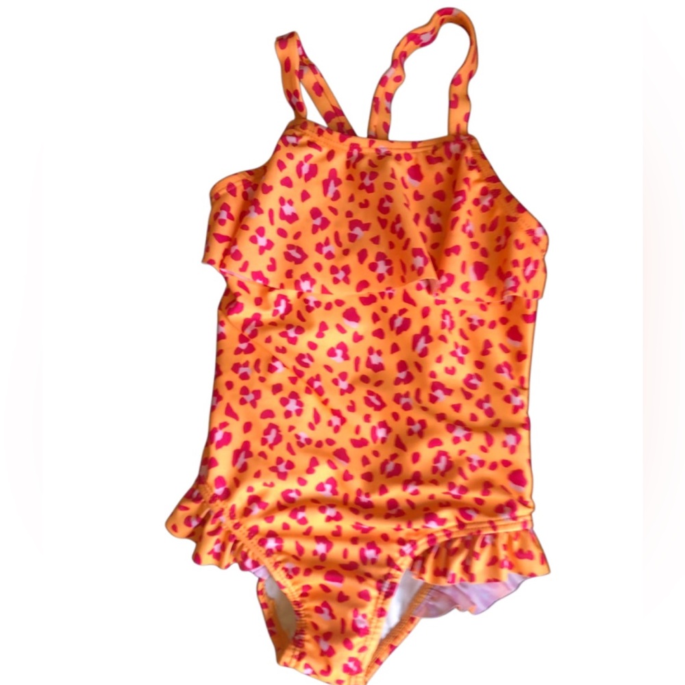 Orange and Pink Leopard Print Swimsuit